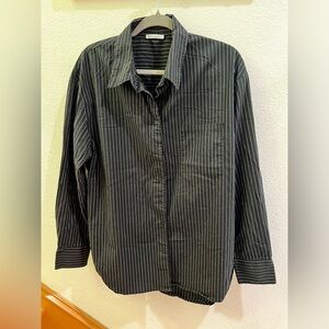 Reformation Pinstripe Button Down Dress Shirt, large, NWOT, never worn